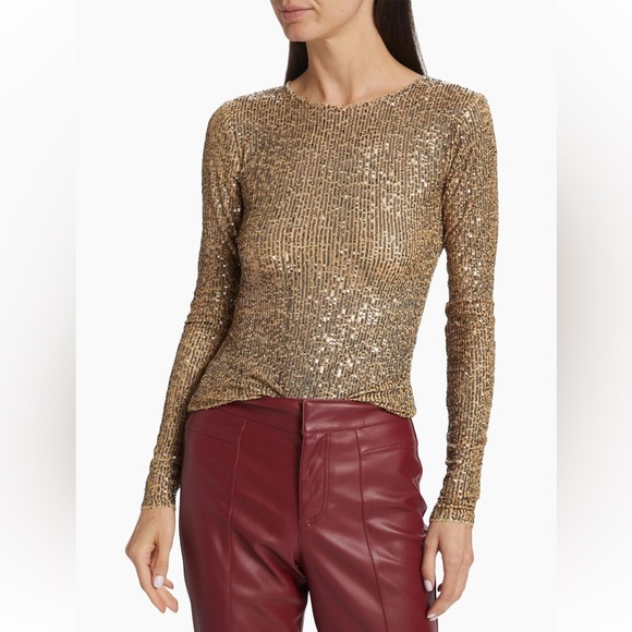 Free People Intimately Gold Rush Combo Sequins Top Blouse Size Small - Picture 3 of 15